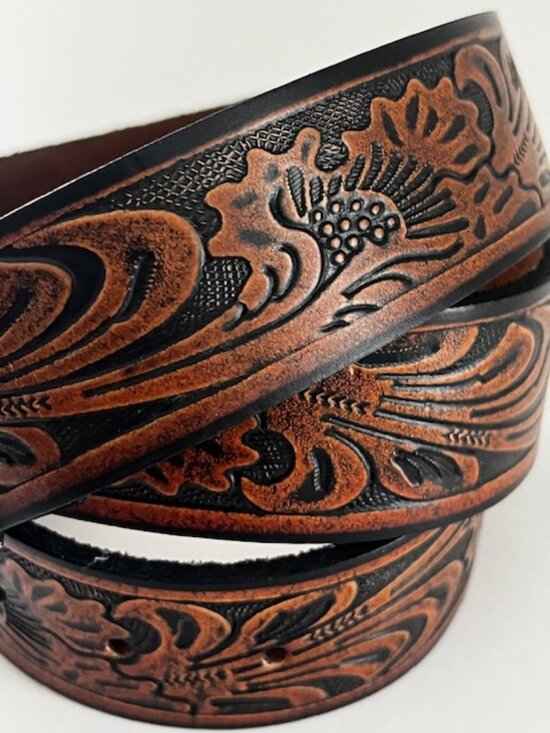 Tooled Leather Belt Brown Western Cowgirl Cowboy Size 32 main image 5